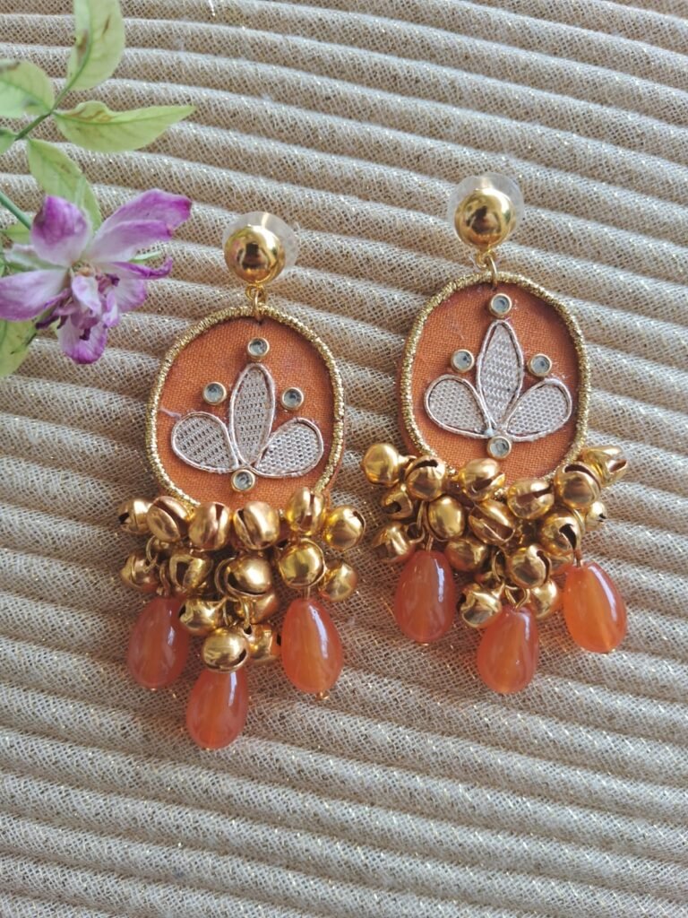 Orange Gota Earrings