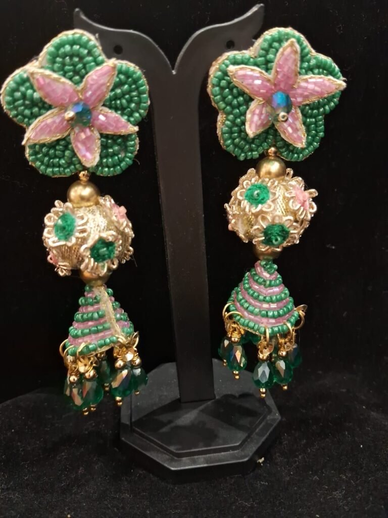 Embroidered Earrings With Dabka Work