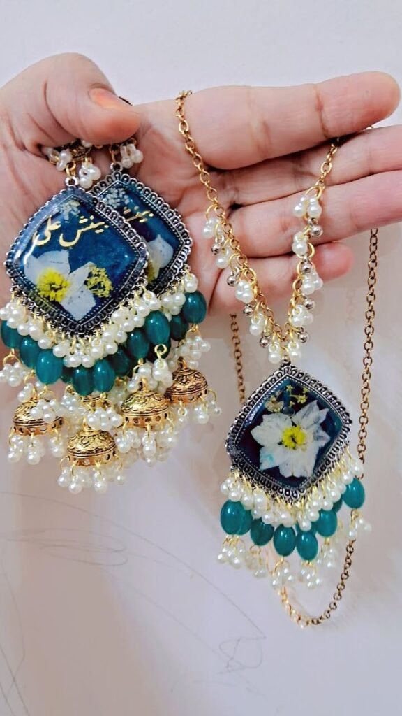 Resin Long Jhumka With Pendant Chain