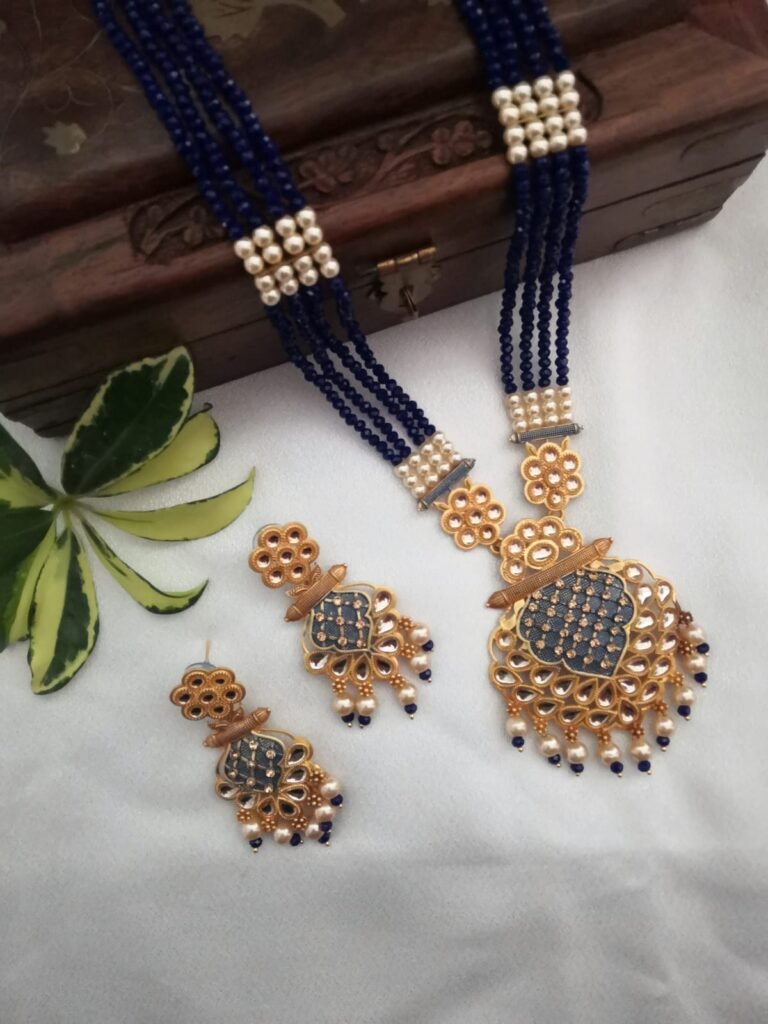 Long Necklace Set Blue Colour